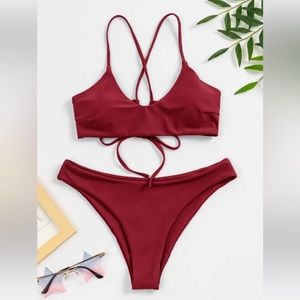 SHEIN Lace Up Back Bikini